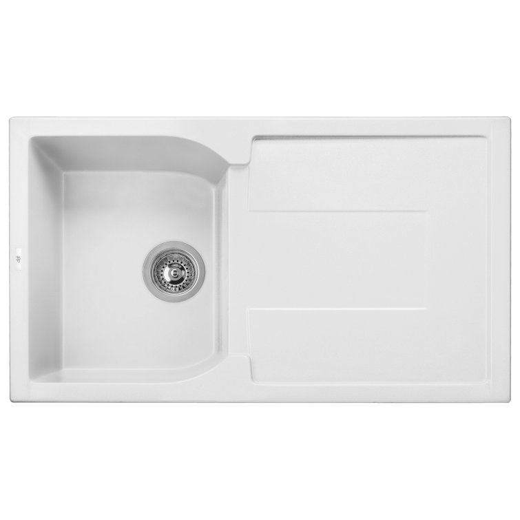 34'' White Granite Single Bowl Kitchen Sink with Drainboard