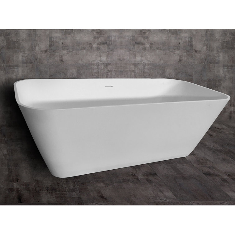 67.75'' White Matte Solid Surface Freestanding Soaking Bathtub