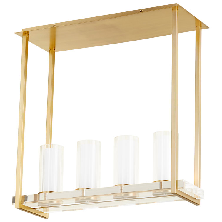Elegant Aged Brass 4-Light Candelabra Pendant with Glass Accents