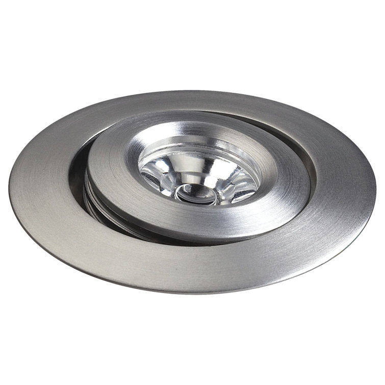 Brushed Aluminum LED Recessed Cabinet Light with Clear Acrylic Shade