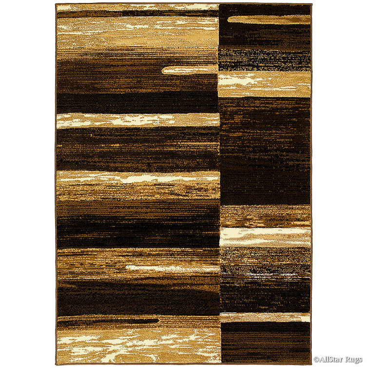 Chocolate and Beige Abstract Rectangular Rug 60" x 84"