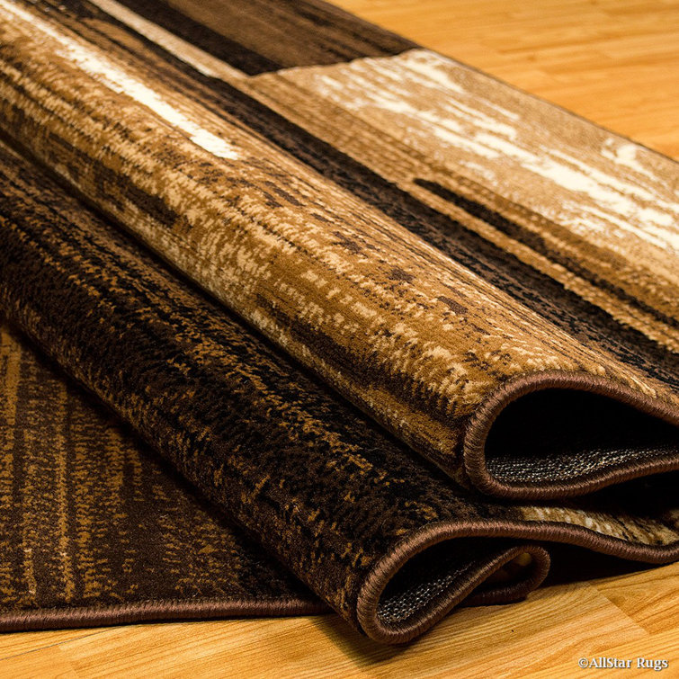 Chocolate and Beige Abstract Rectangular Rug 60" x 84"