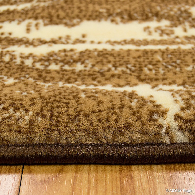 Chocolate and Beige Abstract Rectangular Rug 60" x 84"