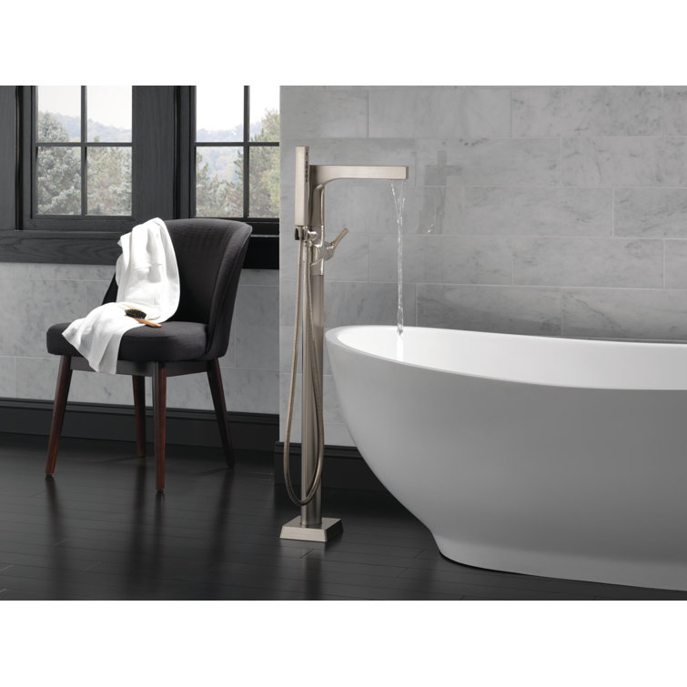 Stainless Steel Modern Floor Mounted Tub Faucet with Handshower