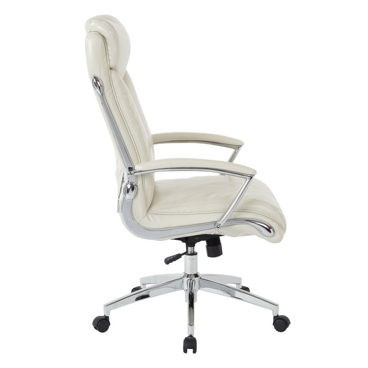Cream Faux Leather High Back Executive Office Chair with Chrome Base