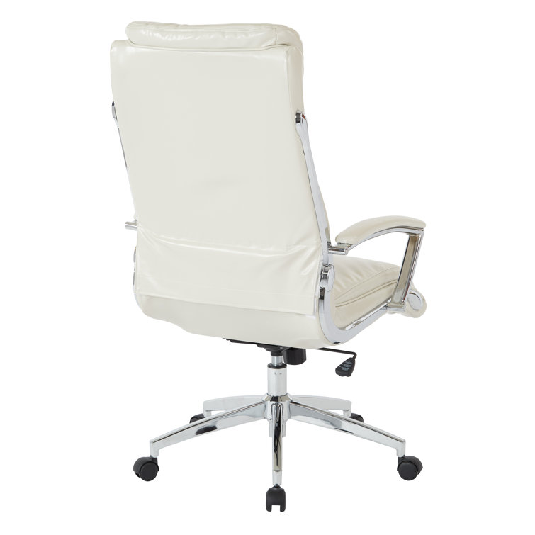 Cream Faux Leather High Back Executive Office Chair with Chrome Base