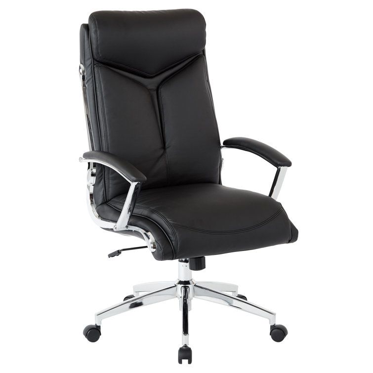 Black Faux Leather High Back Executive Swivel Chair with Chrome Base