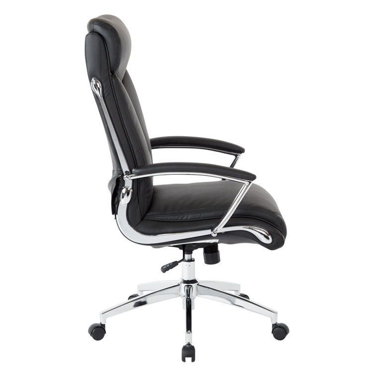 Black Faux Leather High Back Executive Swivel Chair with Chrome Base