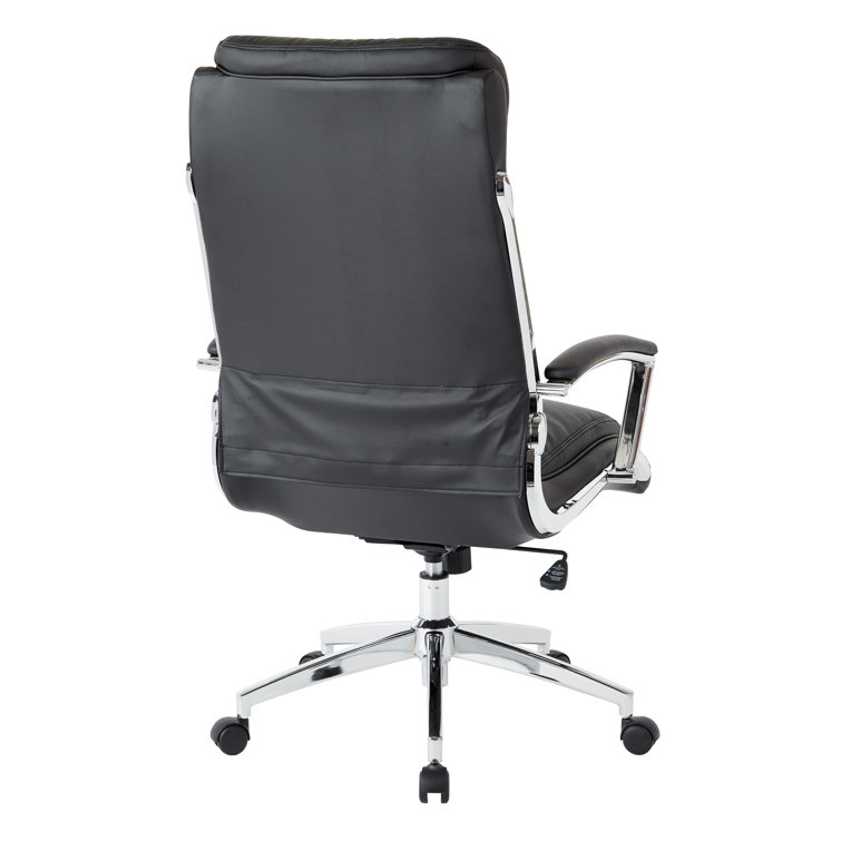 Black Faux Leather High Back Executive Swivel Chair with Chrome Base