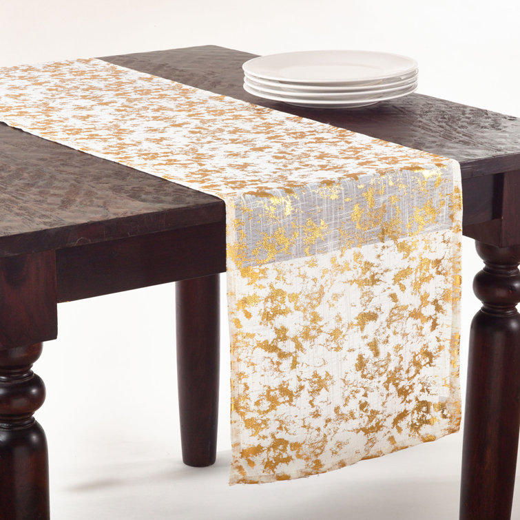 Gold Abstract Foil Print Polyester Table Runner