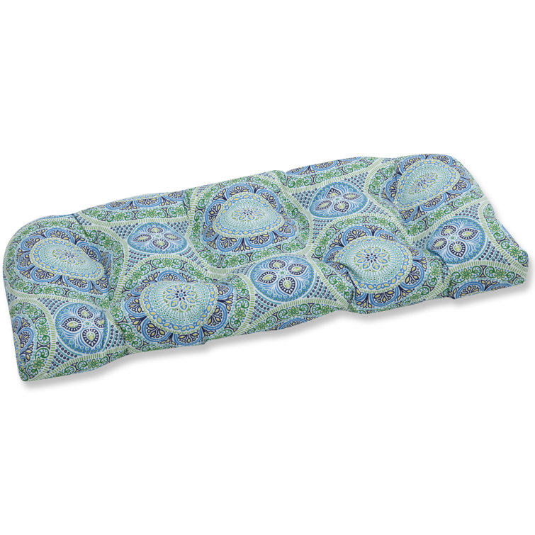 Delancey Lagoon Blue Tufted Loveseat Cushion with Recycled Polyester Fill