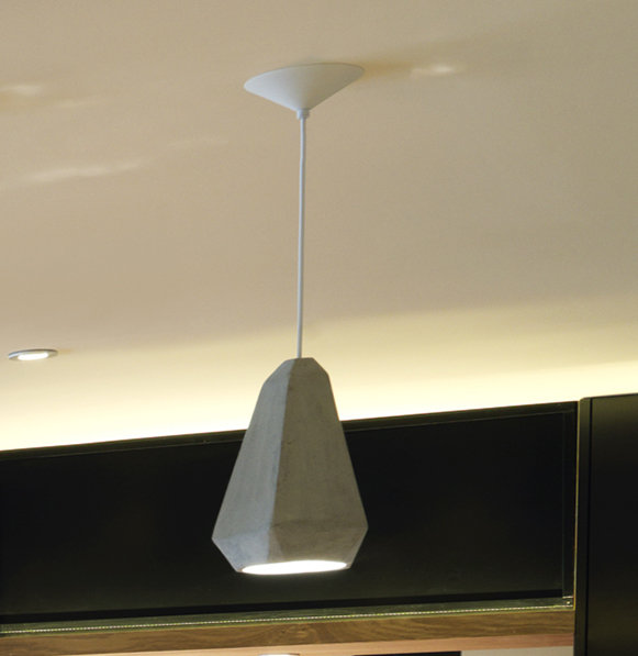 White Concrete Single Pendant Light with Adjustable Length