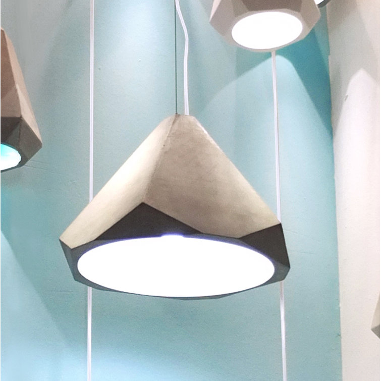 White Concrete Single Pendant Light with Adjustable Length