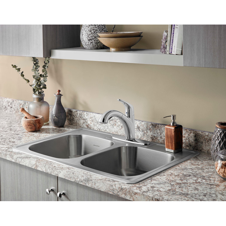 Polished Chrome Pull-Out Kitchen Faucet with Lever Handle