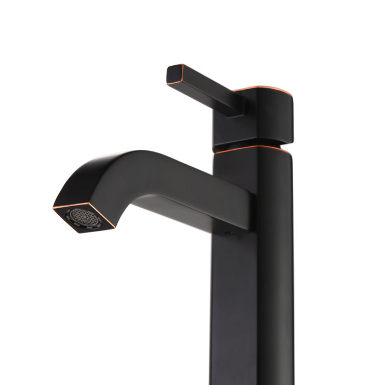 Satin Nickel Modern Vessel Single Hole Faucet in Bronze