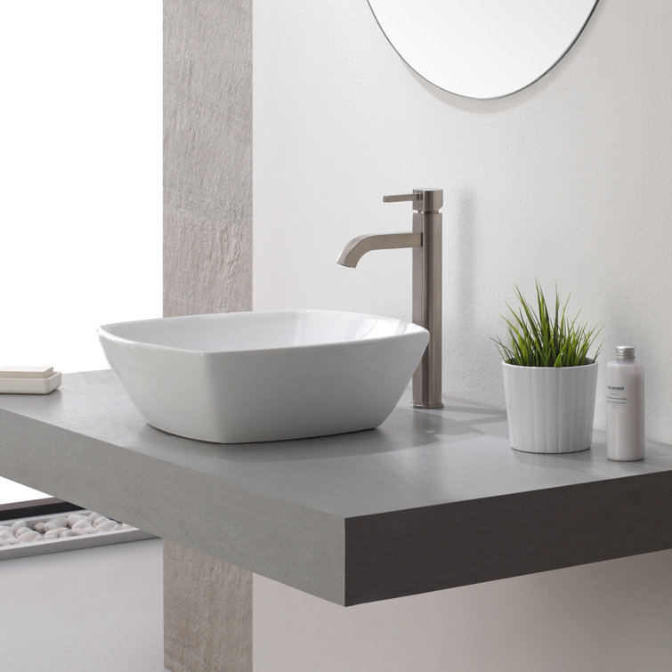 Satin Nickel Tall Vessel Single Hole Bathroom Faucet
