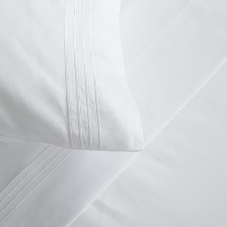 California King White Egyptian Cotton Percale Sheet Set