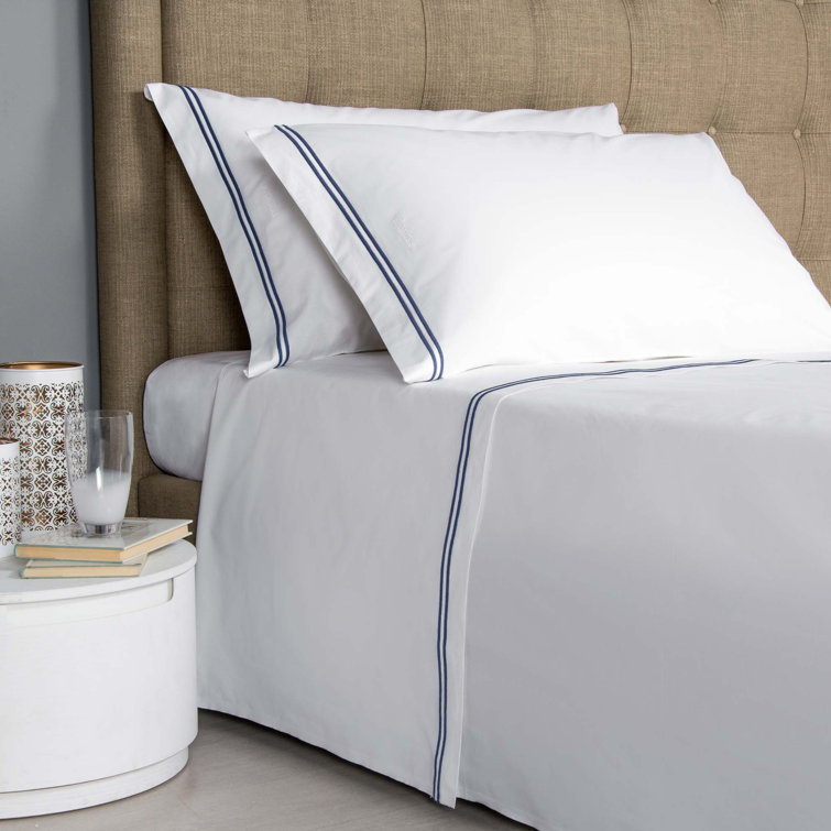 California King White Egyptian Cotton Percale Sheet Set