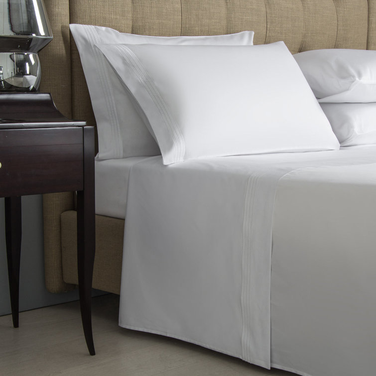 California King White Egyptian Cotton Percale Sheet Set