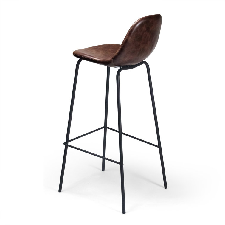 Maxine Modern Black Metal Frame Faux Leather Barstool Set