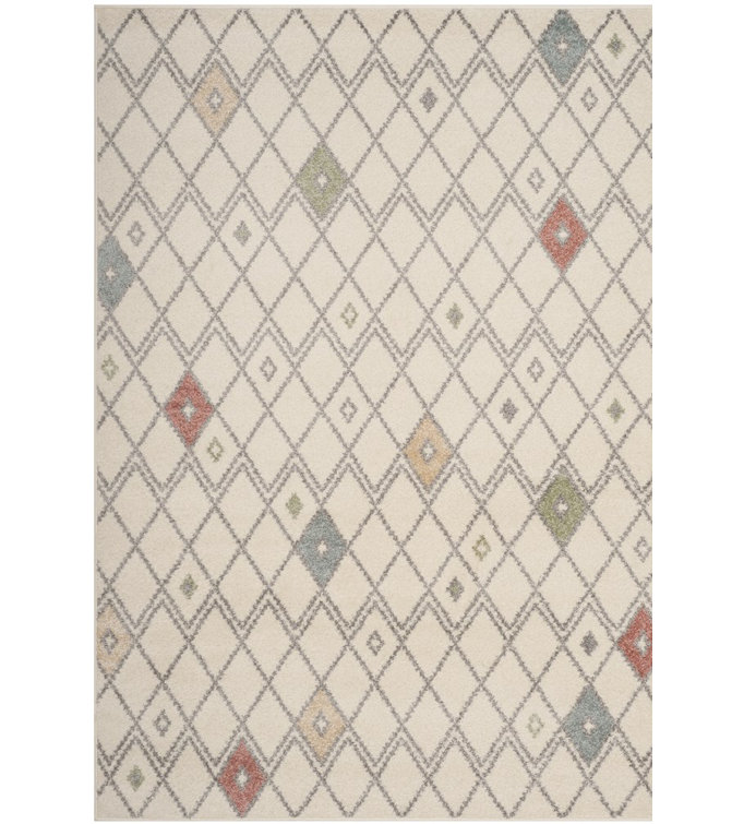 Ivory Multi 8' x 10' Synthetic Reversible Area Rug