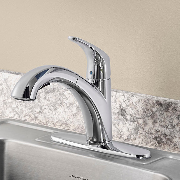 Polished Chrome Pull-Out Kitchen Faucet with Lever Handle