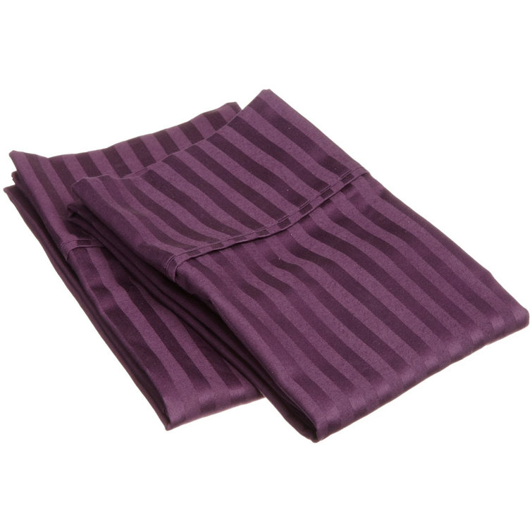 Gray King Size Cotton Pillowcase Set with Stripe Pattern