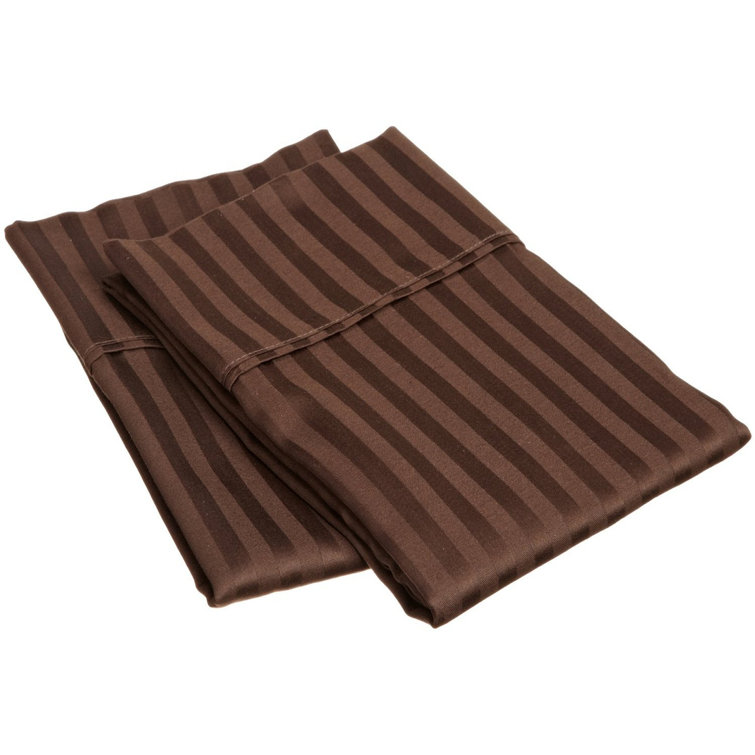 Gray King Size Cotton Pillowcase Set with Stripe Pattern