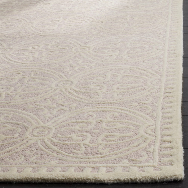 Hand-Tufted Cambridge Light Pink/Ivory Wool 5x8 Area Rug