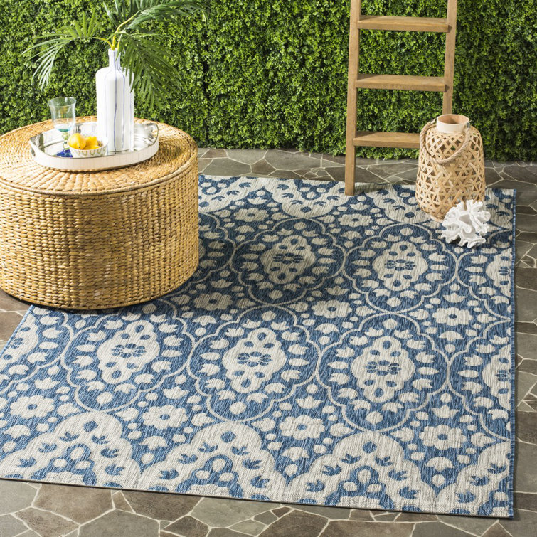 Gray and Navy Medallion Tufted Handmade 9' x 12' Rug