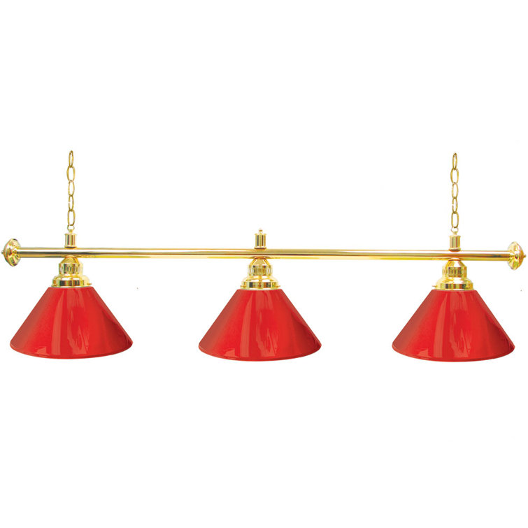 Gold and Red 3-Light Linear Pool Table Pendant
