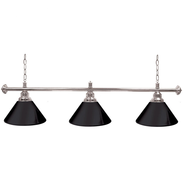 Black and Silver 60-Inch 3-Light Pool Table Pendant