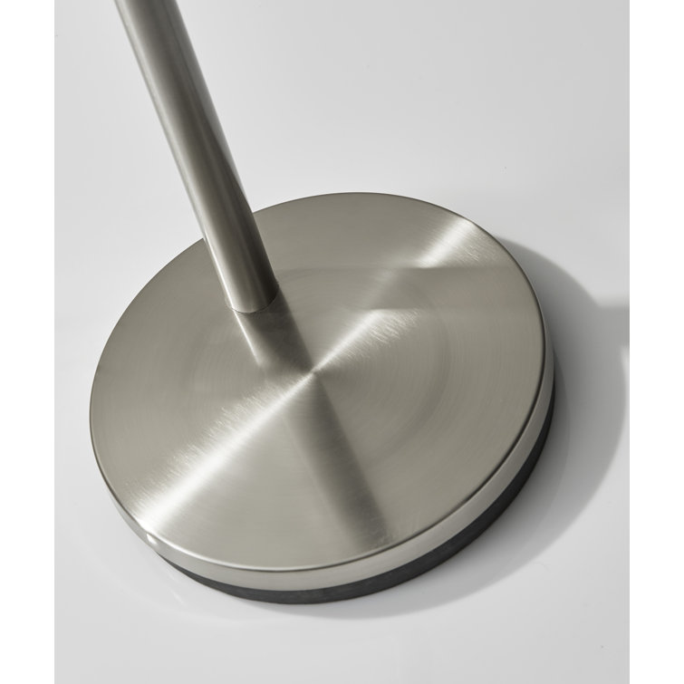 Trinity Brushed Steel 74'' Adjustable Arc Floor Lamp with White Shades