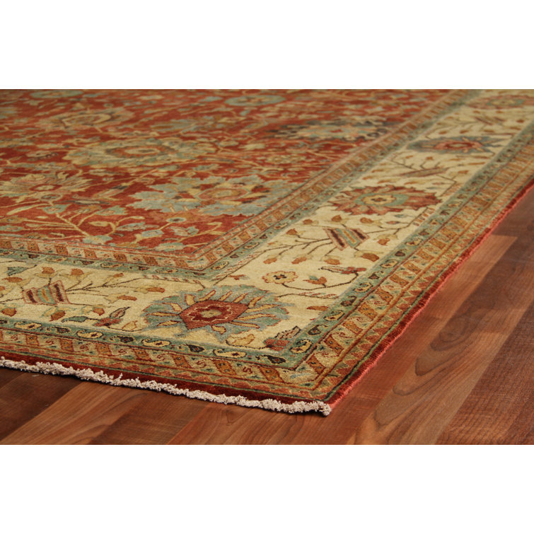 Hand-Knotted Wool Rust and Gold 10' x 14' Area Rug