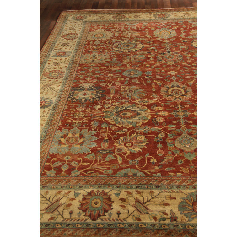 Hand-Knotted Wool Rust and Gold 10' x 14' Area Rug