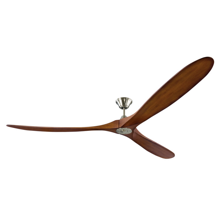 88 Inch Brushed Steel Ceiling Fan with Koa Wood Blades and Remote