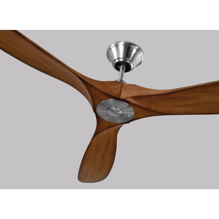 88 Inch Brushed Steel Ceiling Fan with Koa Wood Blades and Remote