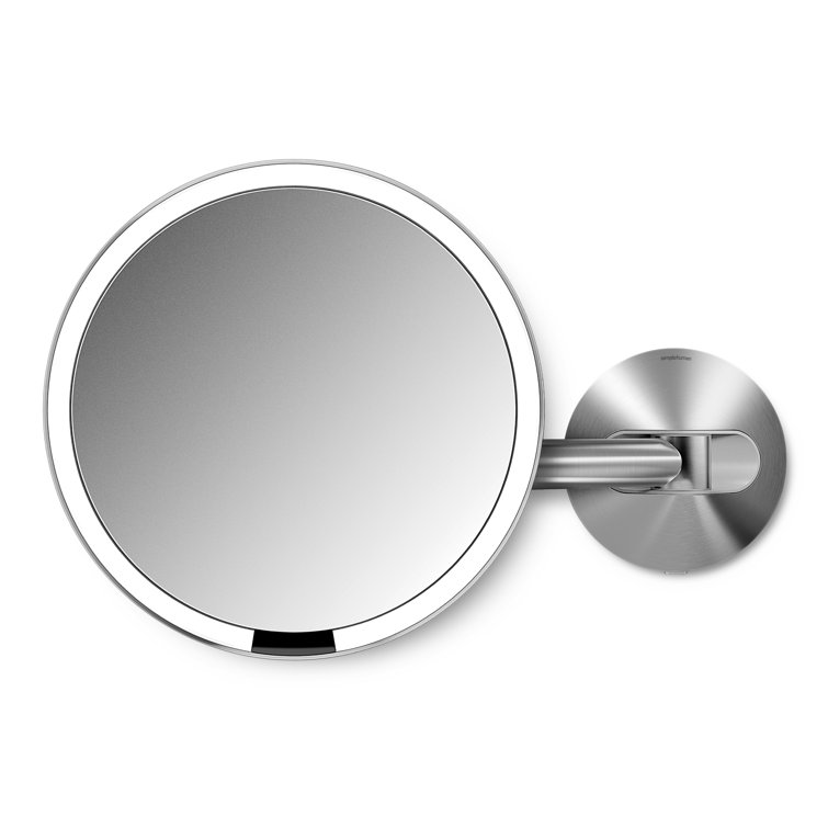 Brushed Stainless Steel 8" Wall Mounted Magnifying Mirror
