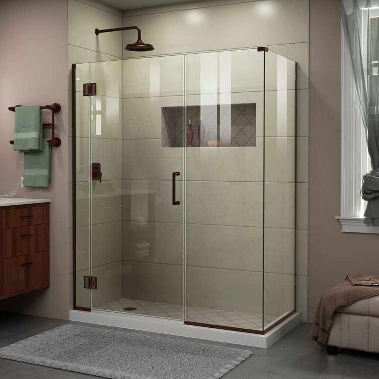Unidoor-X 48" Frameless Clear Glass Shower Enclosure with Oil Rubbed Bronze Hardware