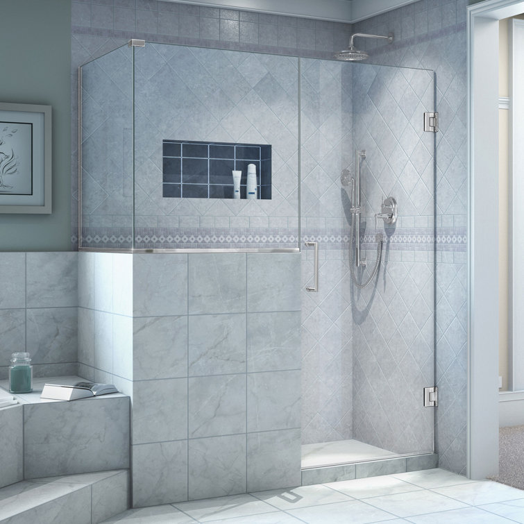 Unidoor Plus 48" Frameless Clear Glass Hinged Shower Enclosure