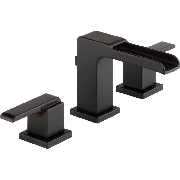 Matte Black Modern Widespread Bathroom Faucet with Drain Assembly
