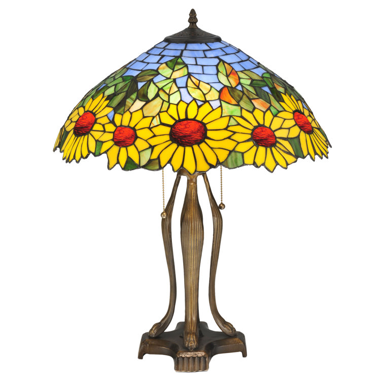 Sunflower Field 24" Hand-Cut Stained Glass Bronze Table Lamp