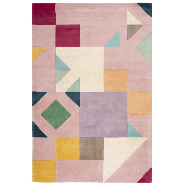 Art Deco Fifth Avenue Hand-Tufted Wool Rug in Red and Multi, 5' x 8'