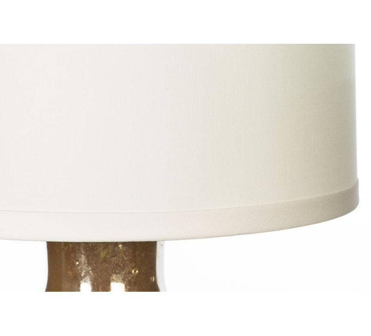 Bronze Ceramic Table Lamp with Cream Linen Shade and Clear Crystal Base