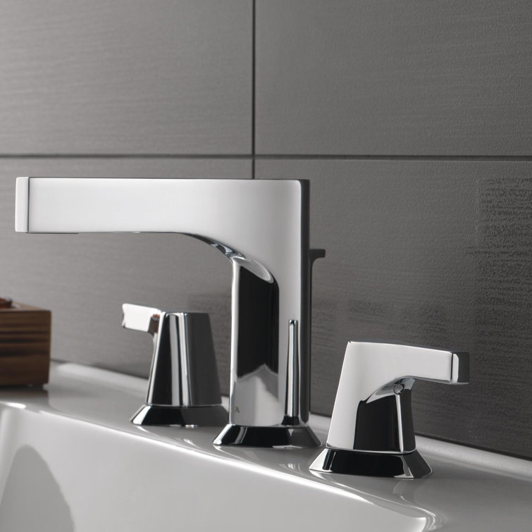 Chrome Modern Widespread Bathroom Faucet with Drain Assembly