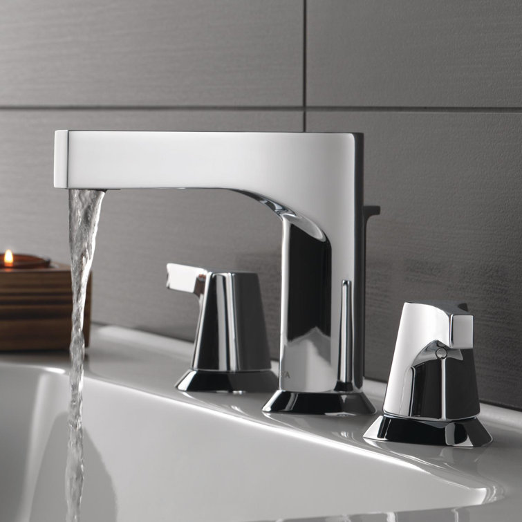Chrome Modern Widespread Bathroom Faucet with Drain Assembly