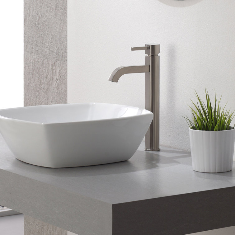Satin Nickel Tall Vessel Single Hole Bathroom Faucet
