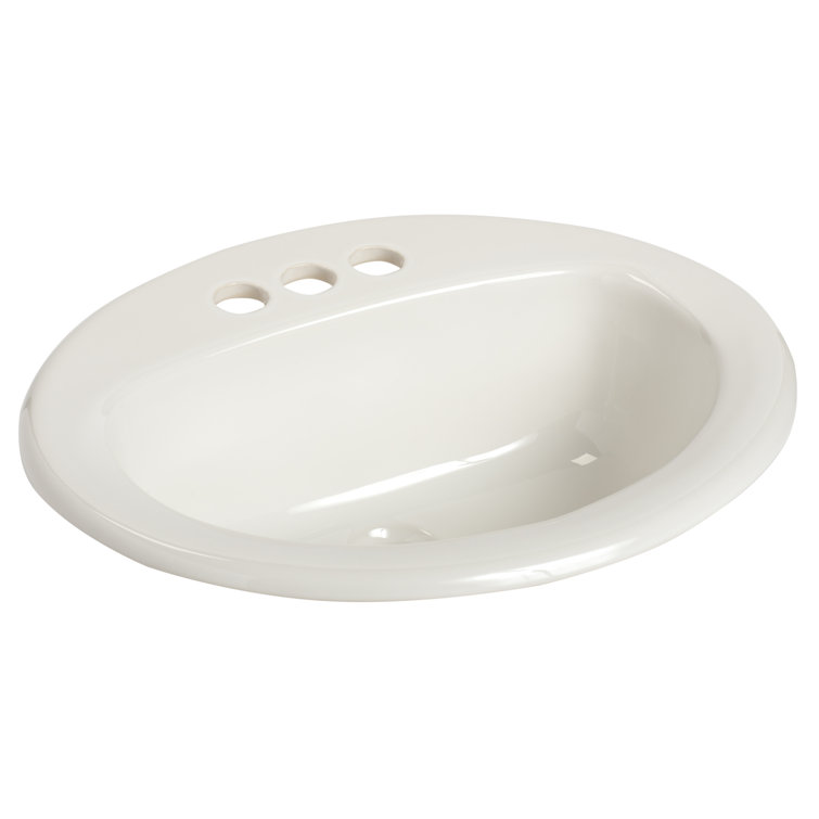 Mansfield 17'' White Ceramic Oval Bathroom Sink with Overflow