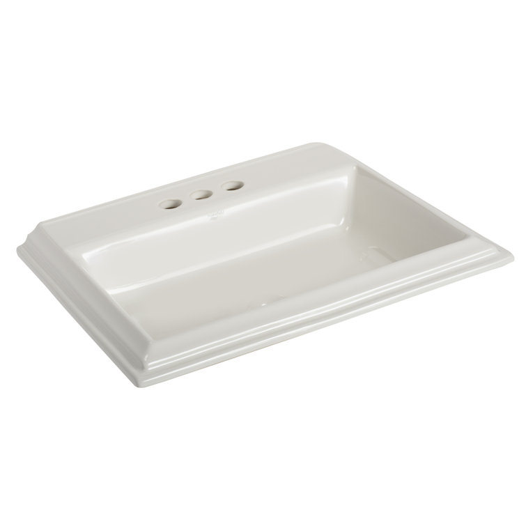 Mansfield White Ceramic Rectangular Self-Rimming Bathroom Sink