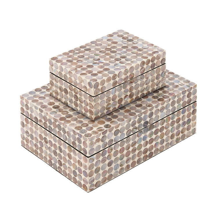 Juliette Brown and Gray Handmade Wood Lidded Box Set